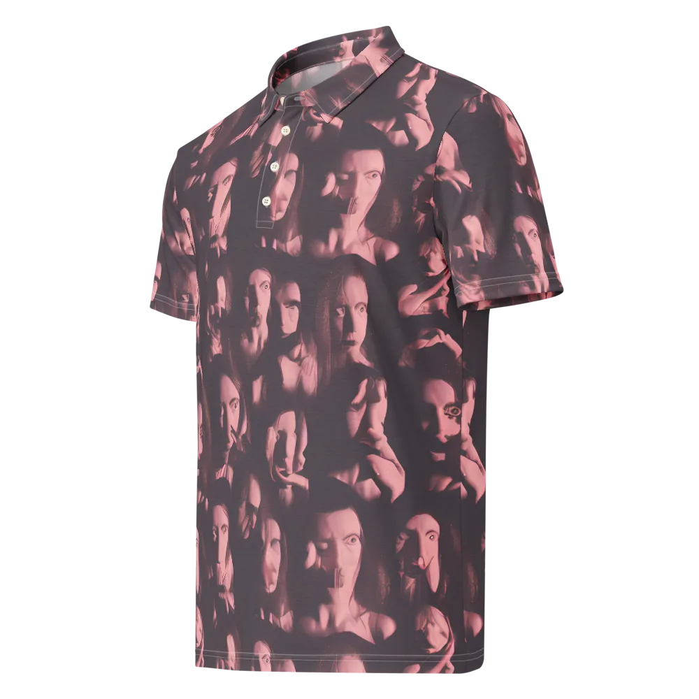 Portrait Whispers on Men's Slim Fit Polo Shirt — Left Front