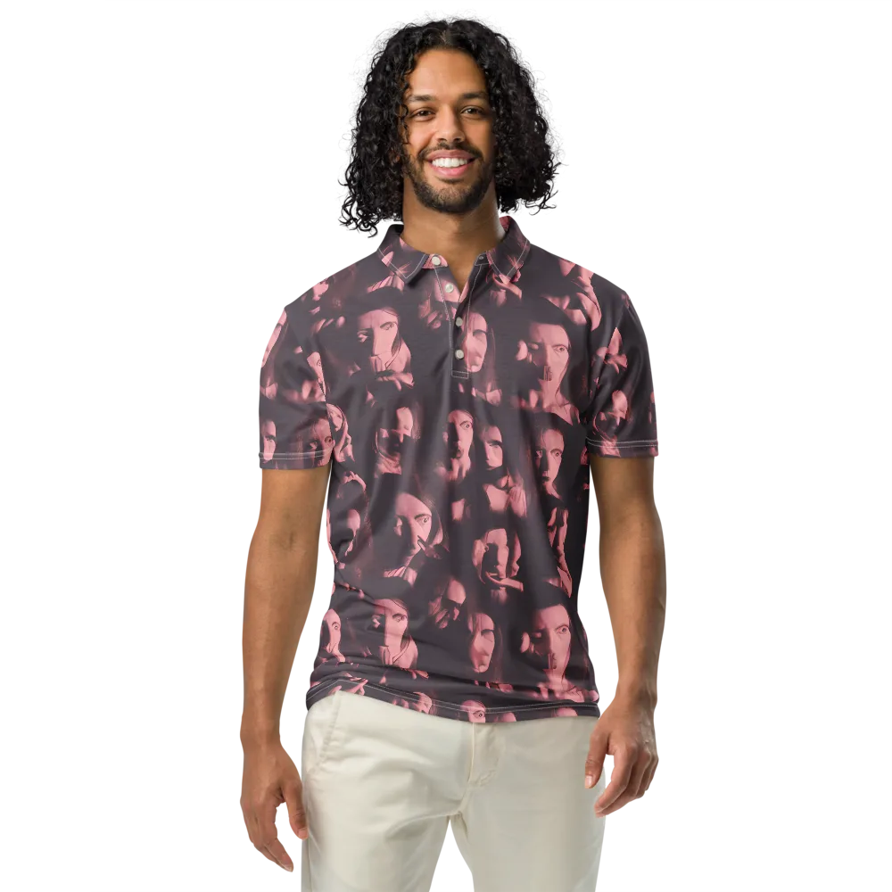 Portrait Whispers on Men's Slim Fit Polo Shirt — Front