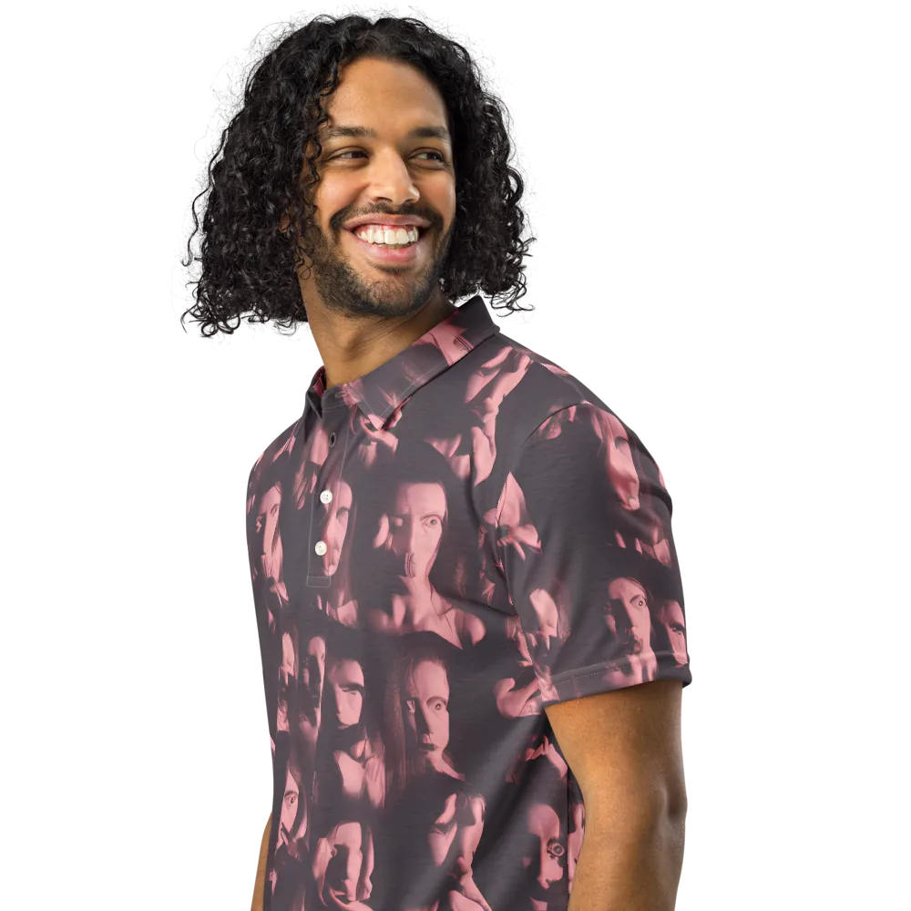 Portrait Whispers on Men's Slim Fit Polo Shirt — Left Front