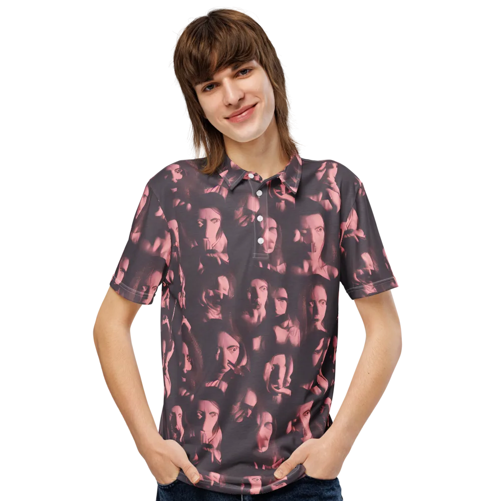 Portrait Whispers on Men's Slim Fit Polo Shirt — Front
