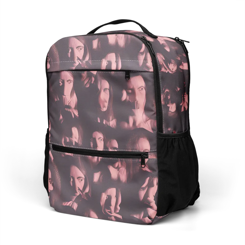 Portrait Whispers on Utility Backpack — Left Front