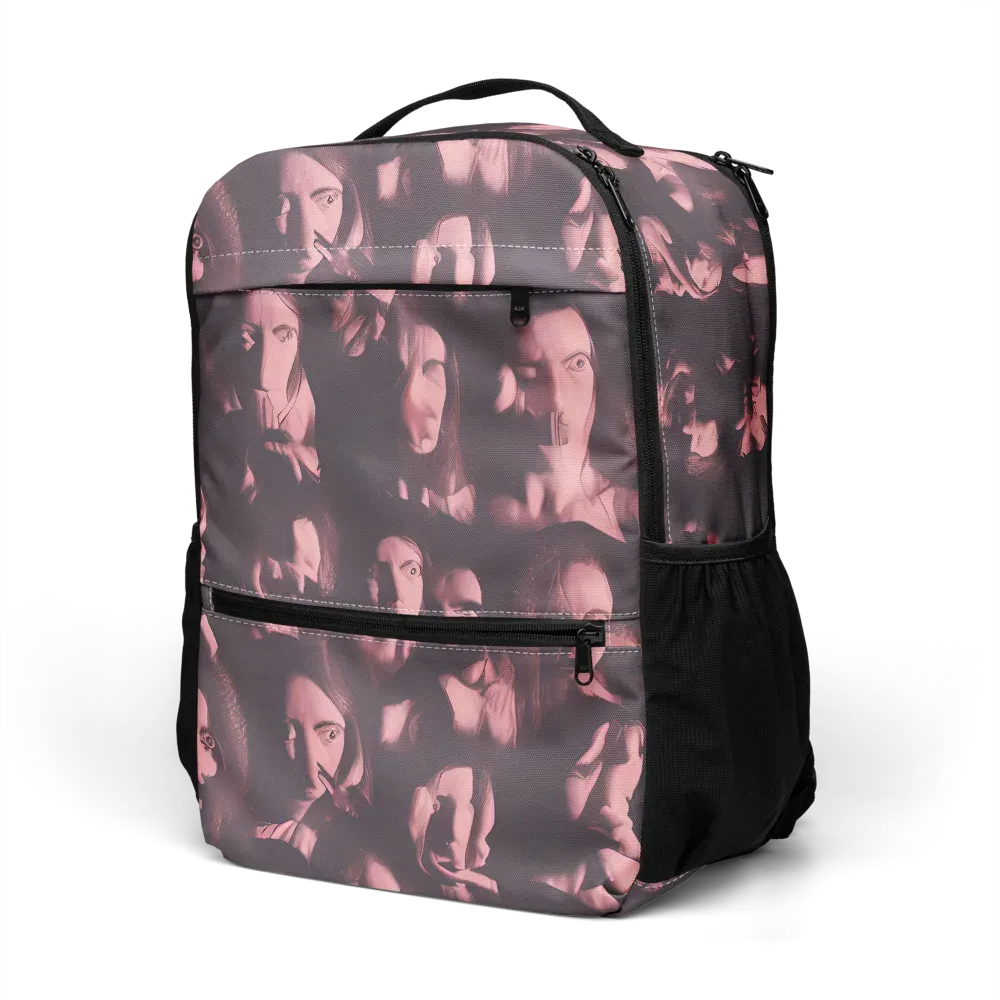 Portrait Whispers on Utility Backpack — Left Front