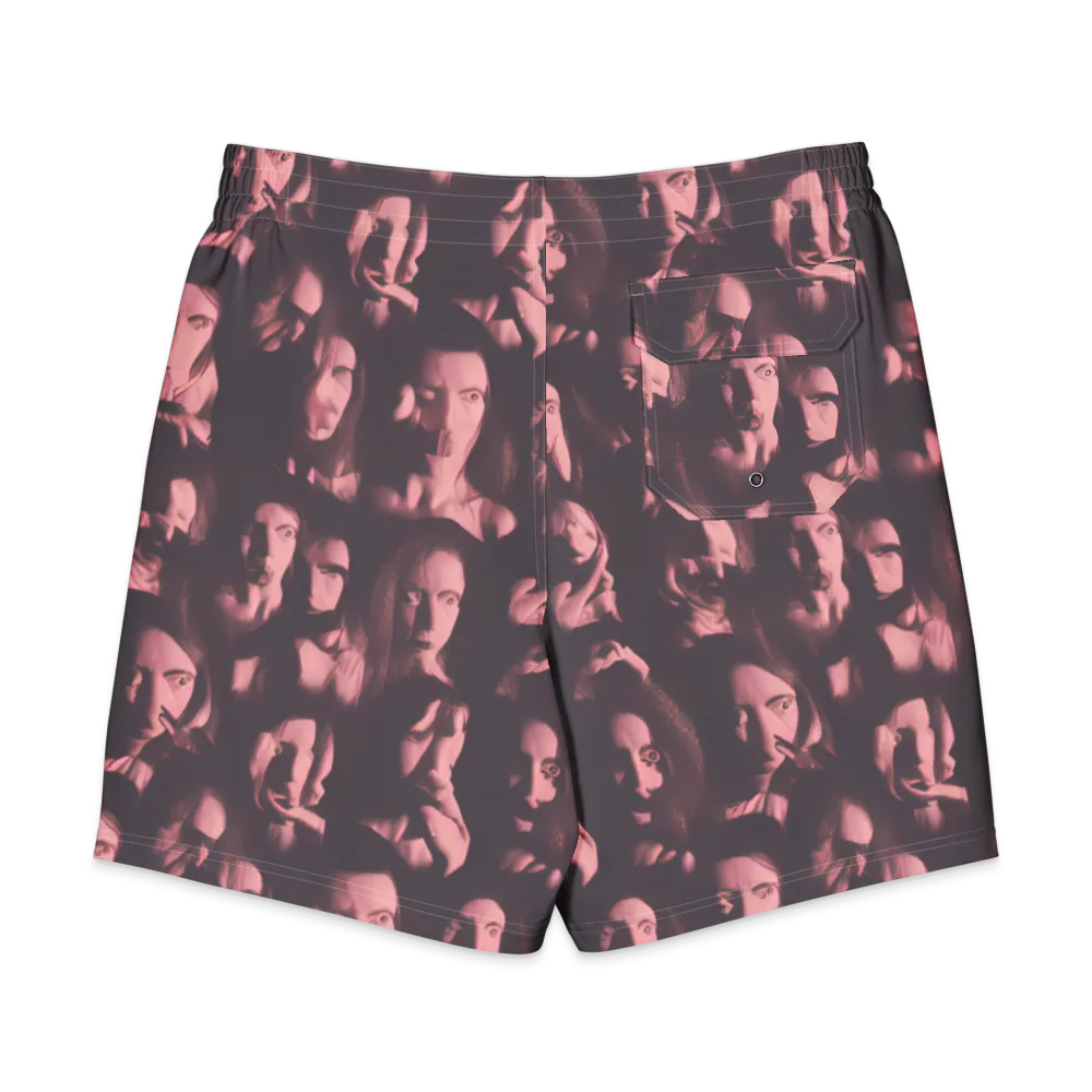 Portrait Whispers on Men's Board Shorts — Back