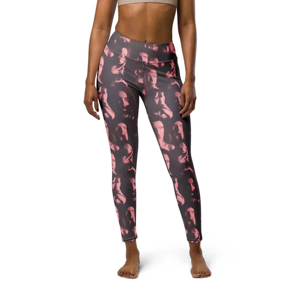 Portrait Whispers on Yoga Leggings — Front