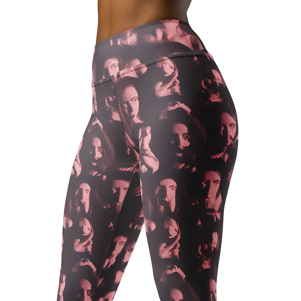 Portrait Whispers on Yoga Leggings — Left Front