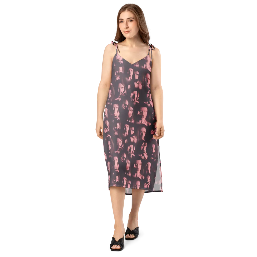 Portrait Whispers on Slip Dress — Front