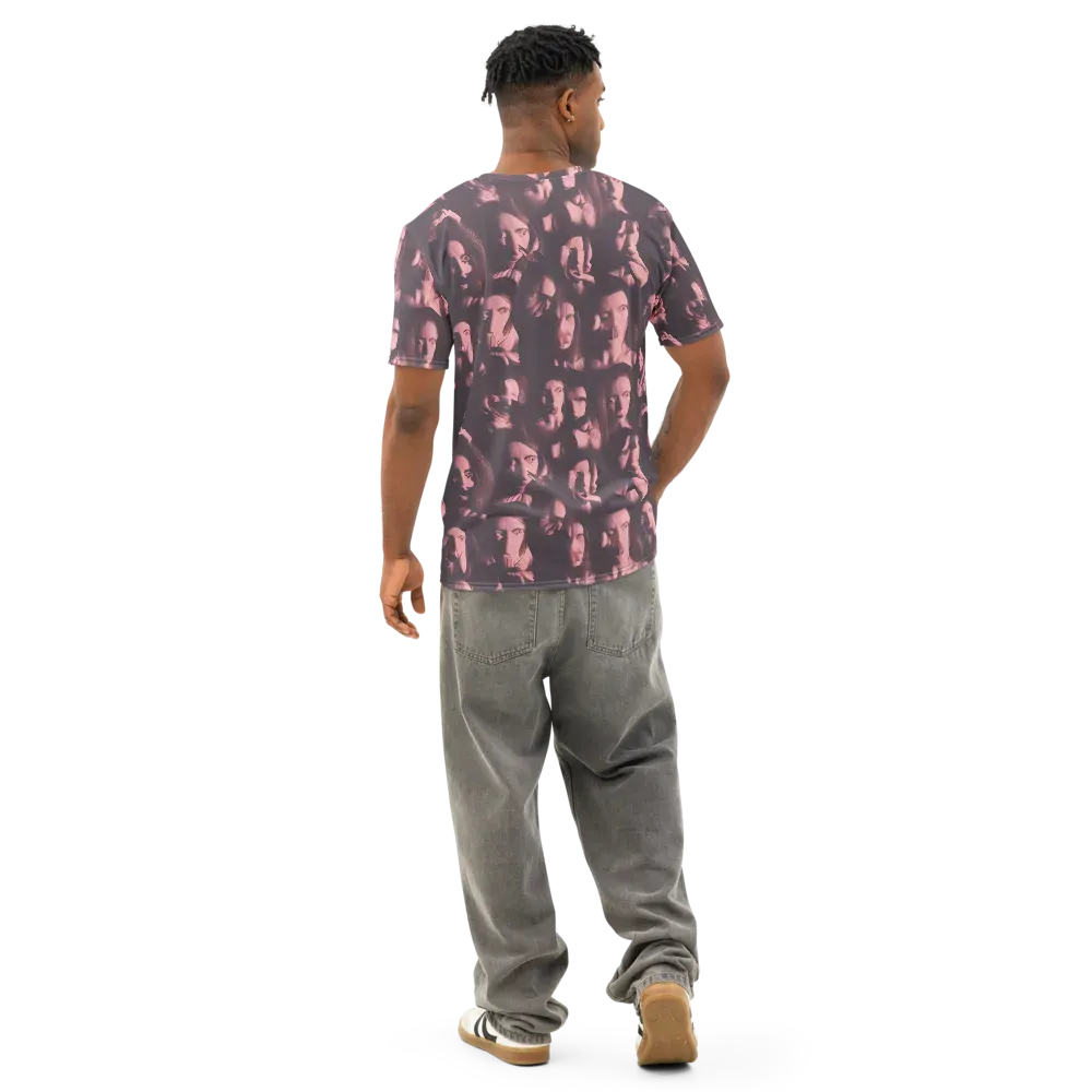 Portrait Whispers on Men's Cotton Crew Neck T-Shirt — Back