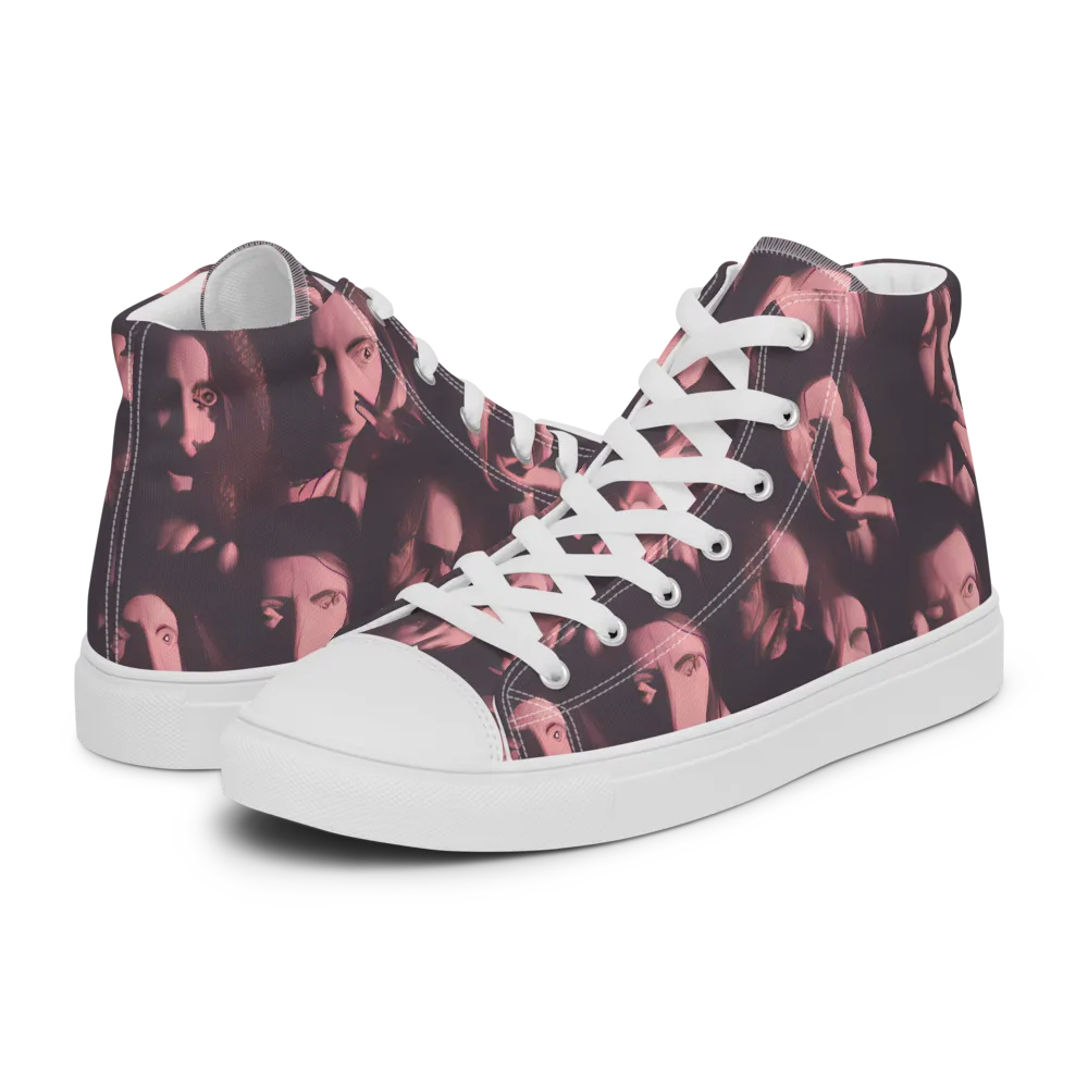 Portrait Whispers on Men's High Top Canvas Shoes — Left
