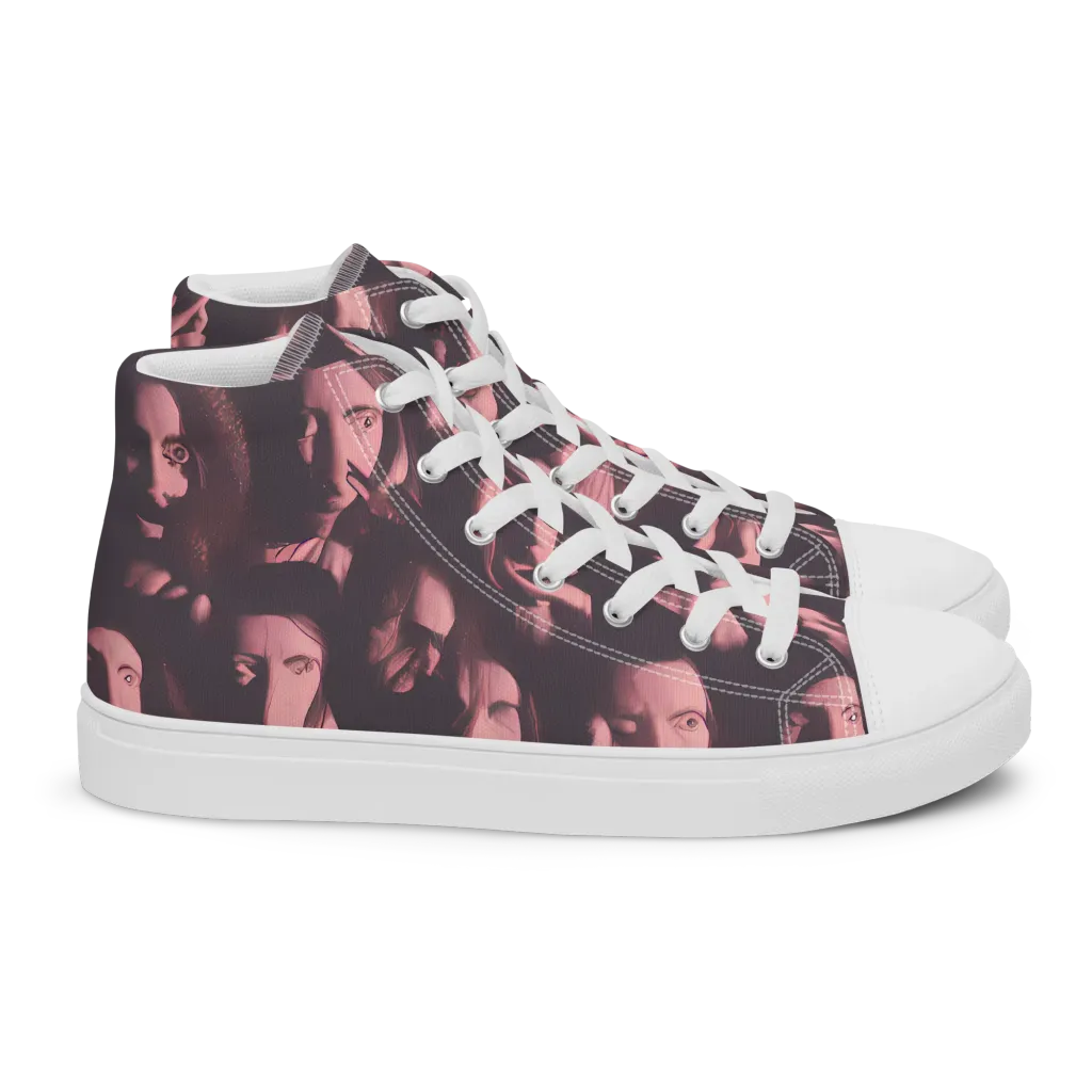 Portrait Whispers on Women's High Top Canvas Shoes — Right