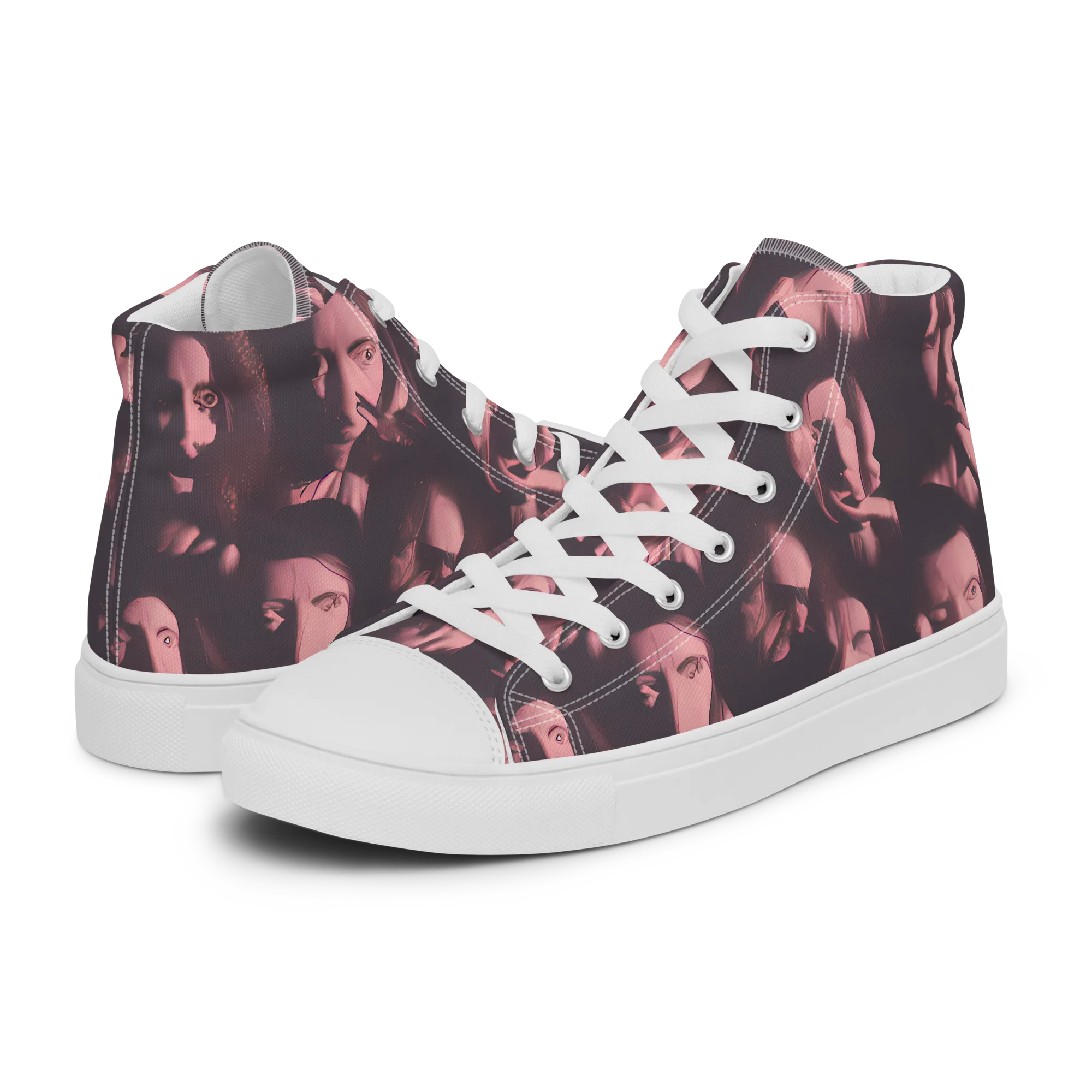 Portrait Whispers on Women's High Top Canvas Shoes — Left