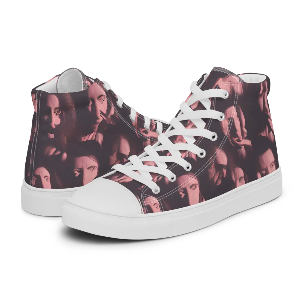 Portrait Whispers on Women's High Top Canvas Shoes — Left