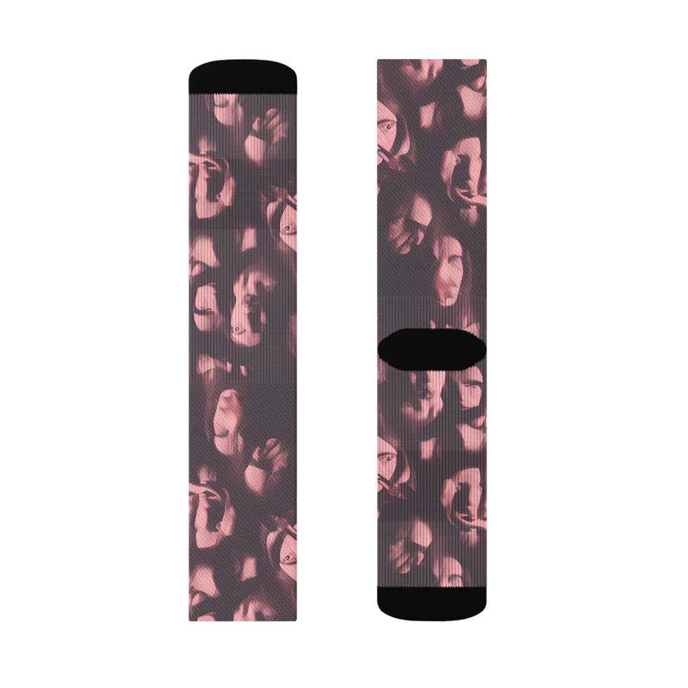 Portrait Whispers on Socks — Left Sock