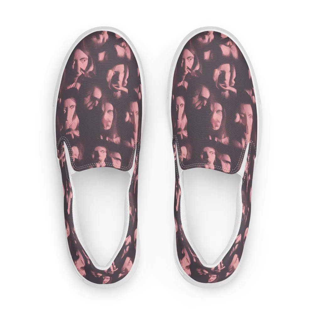 Portrait Whispers on Women's Slip-On Canvas Shoes — Front