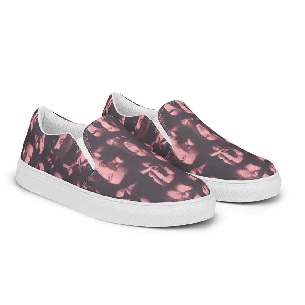 Portrait Whispers on Women's Slip-On Canvas Shoes — Right Front
