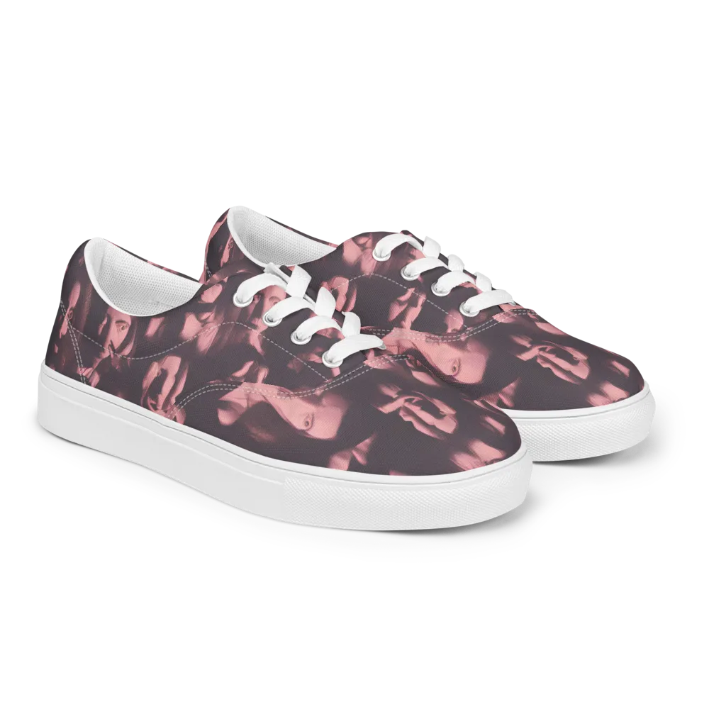 Portrait Whispers on Men's Lace-Up Canvas Shoes — Right Front