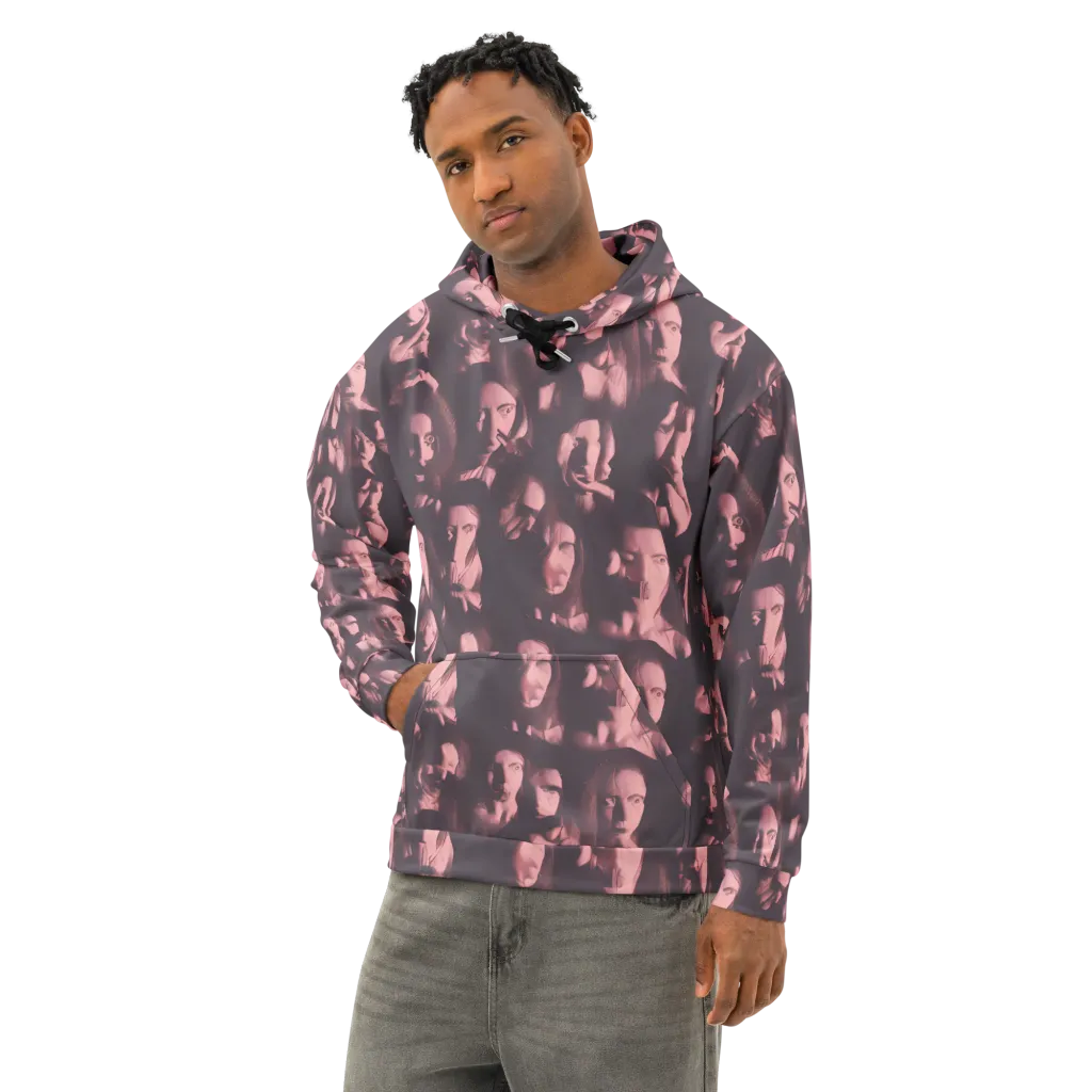 Portrait Whispers on Cotton Hoodie — Left Front