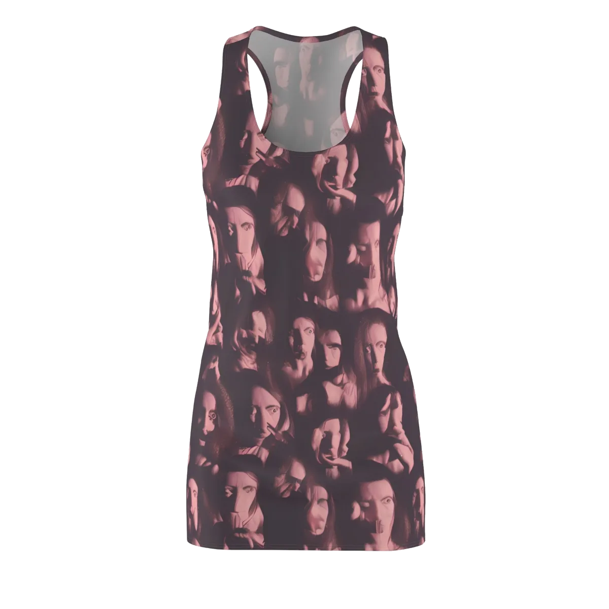 Portrait Whispers on Racerback Dress — Front