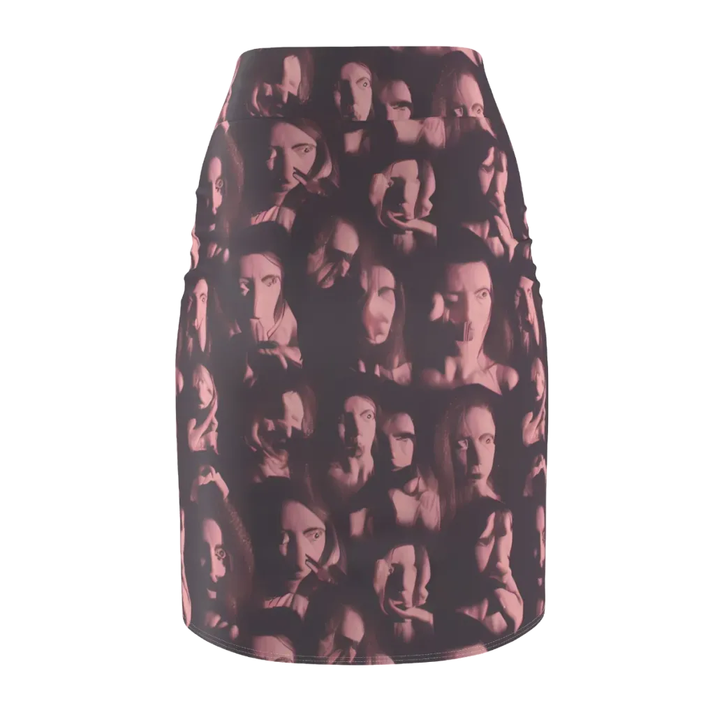 Portrait Whispers on Pencil Skirt — Back