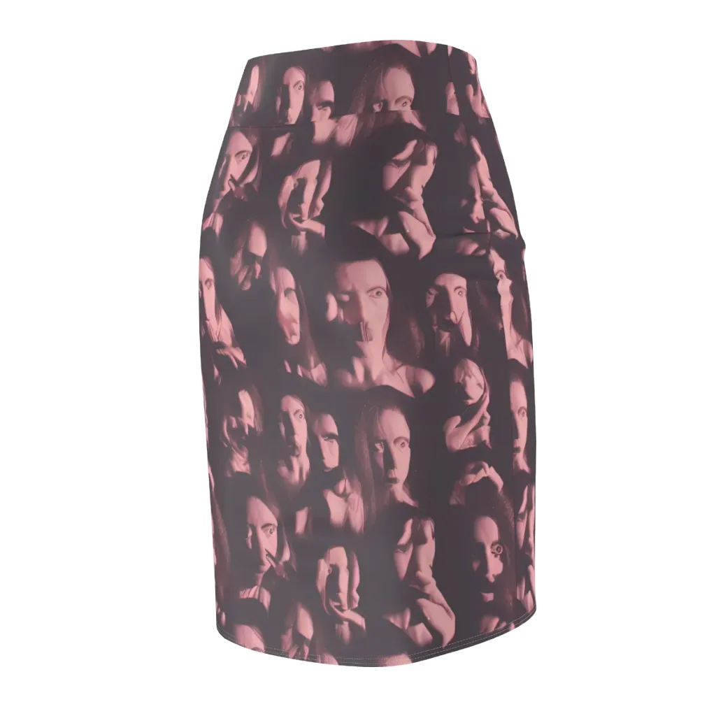 Portrait Whispers on Pencil Skirt — Back Side