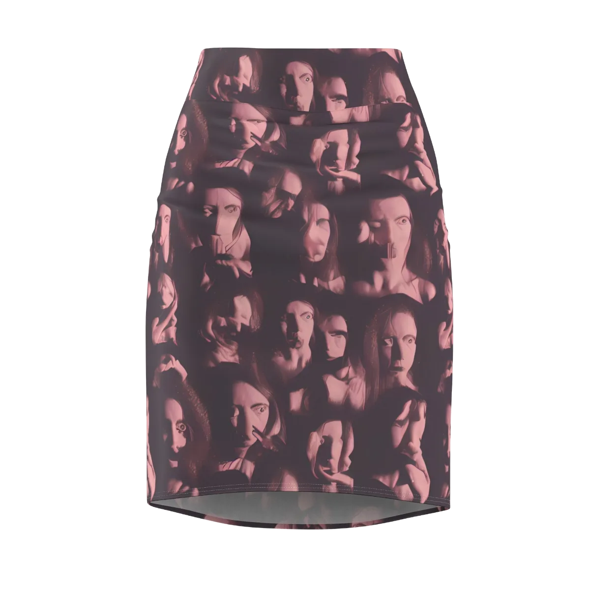 Portrait Whispers on Pencil Skirt — Front