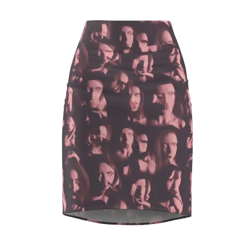 Portrait Whispers on a Pencil Skirt