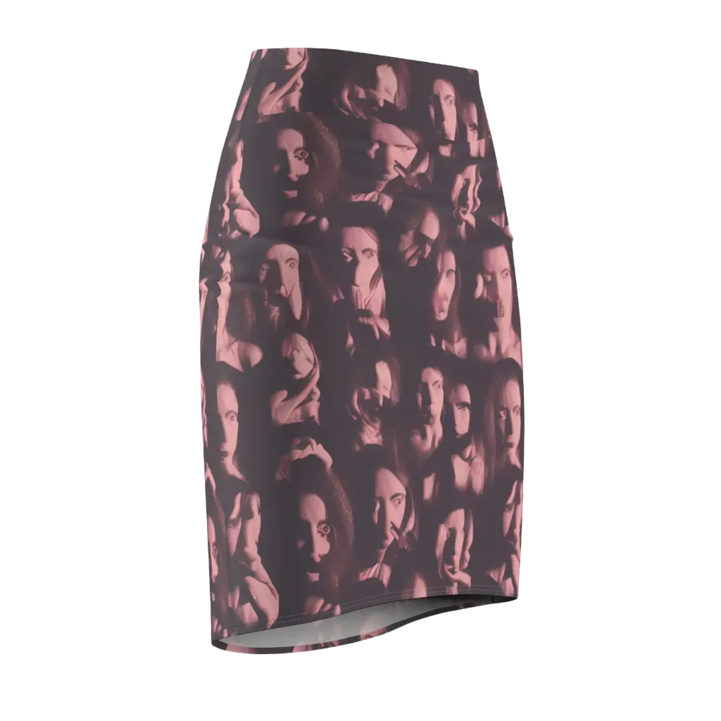 Portrait Whispers on Pencil Skirt — Front Side