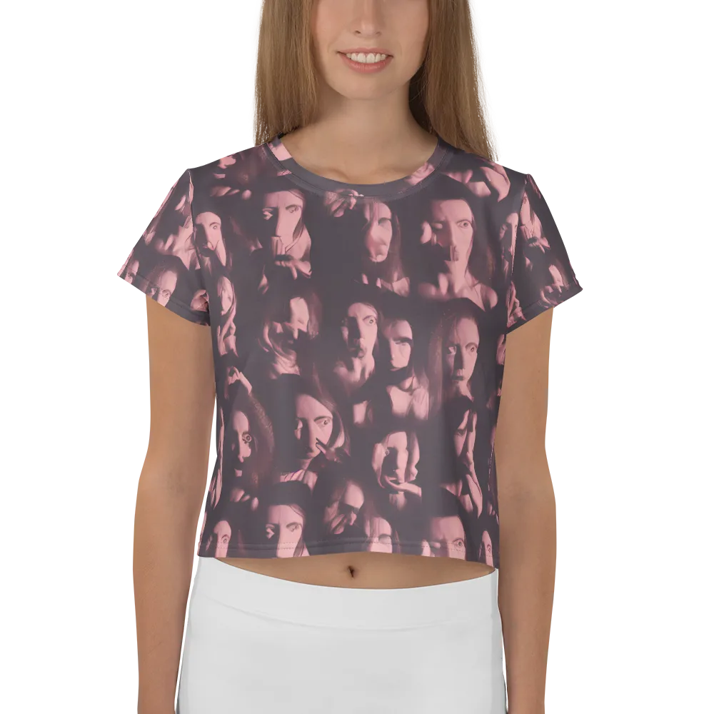 Portrait Whispers on Crop Tee — Front