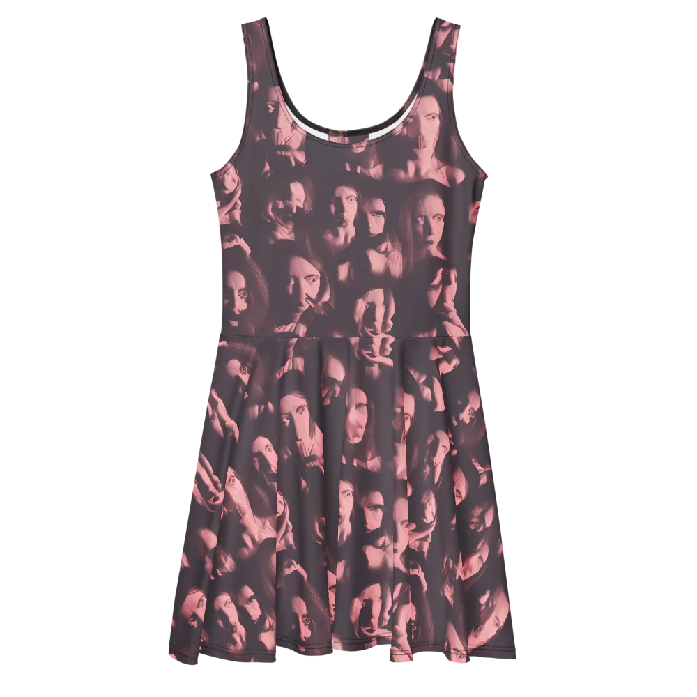 Portrait Whispers on Skater Dress — Front