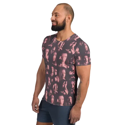 Portrait Whispers on a Men's Athletic T-Shirt