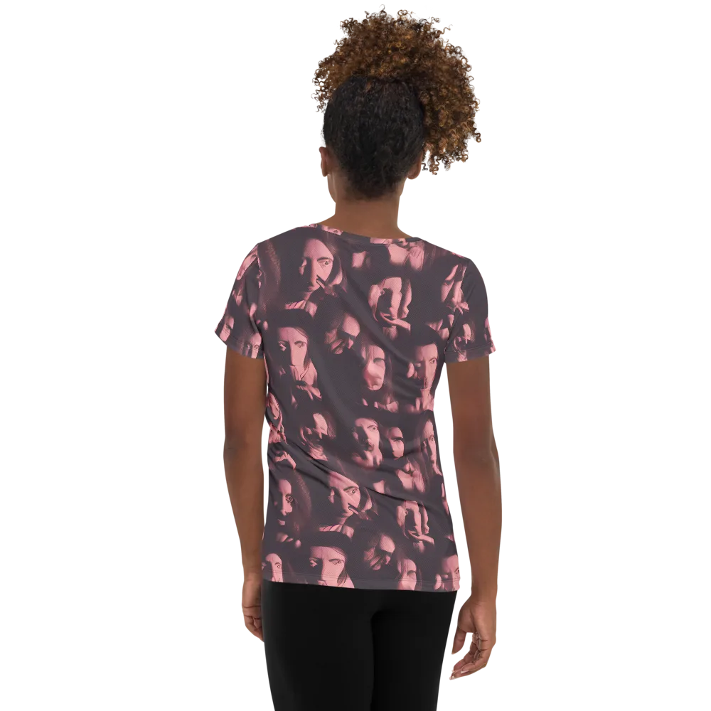 Portrait Whispers on Women's Athletic T-Shirt — Back