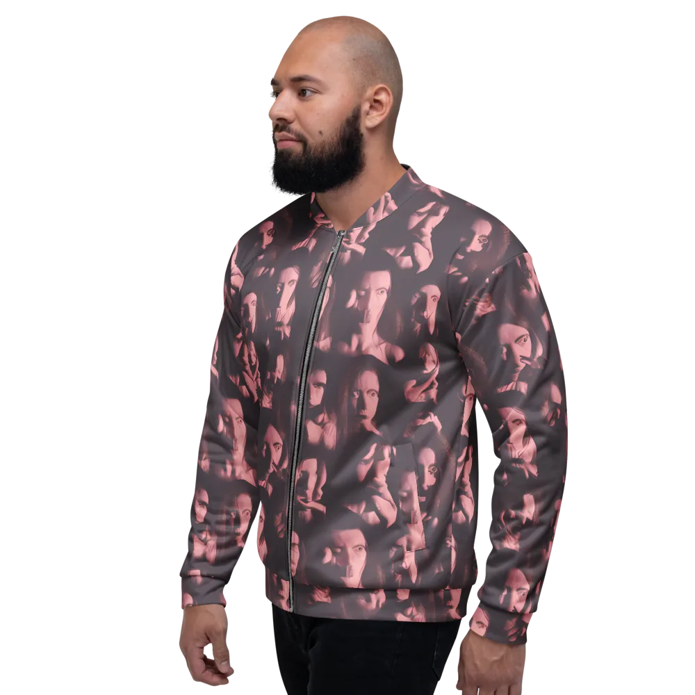 Portrait Whispers on Bomber Jacket — Left