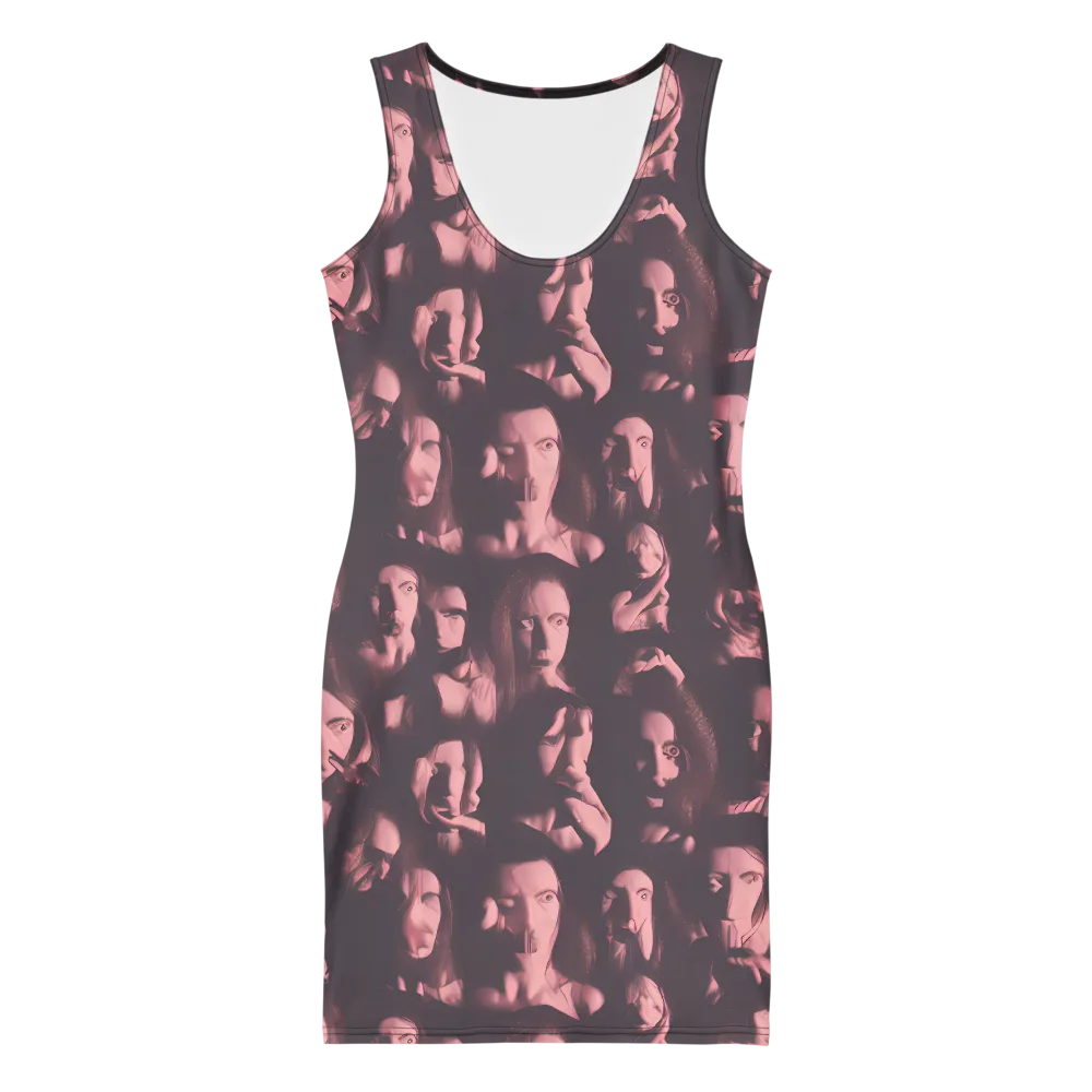 Portrait Whispers on Bodycon Dress — Front