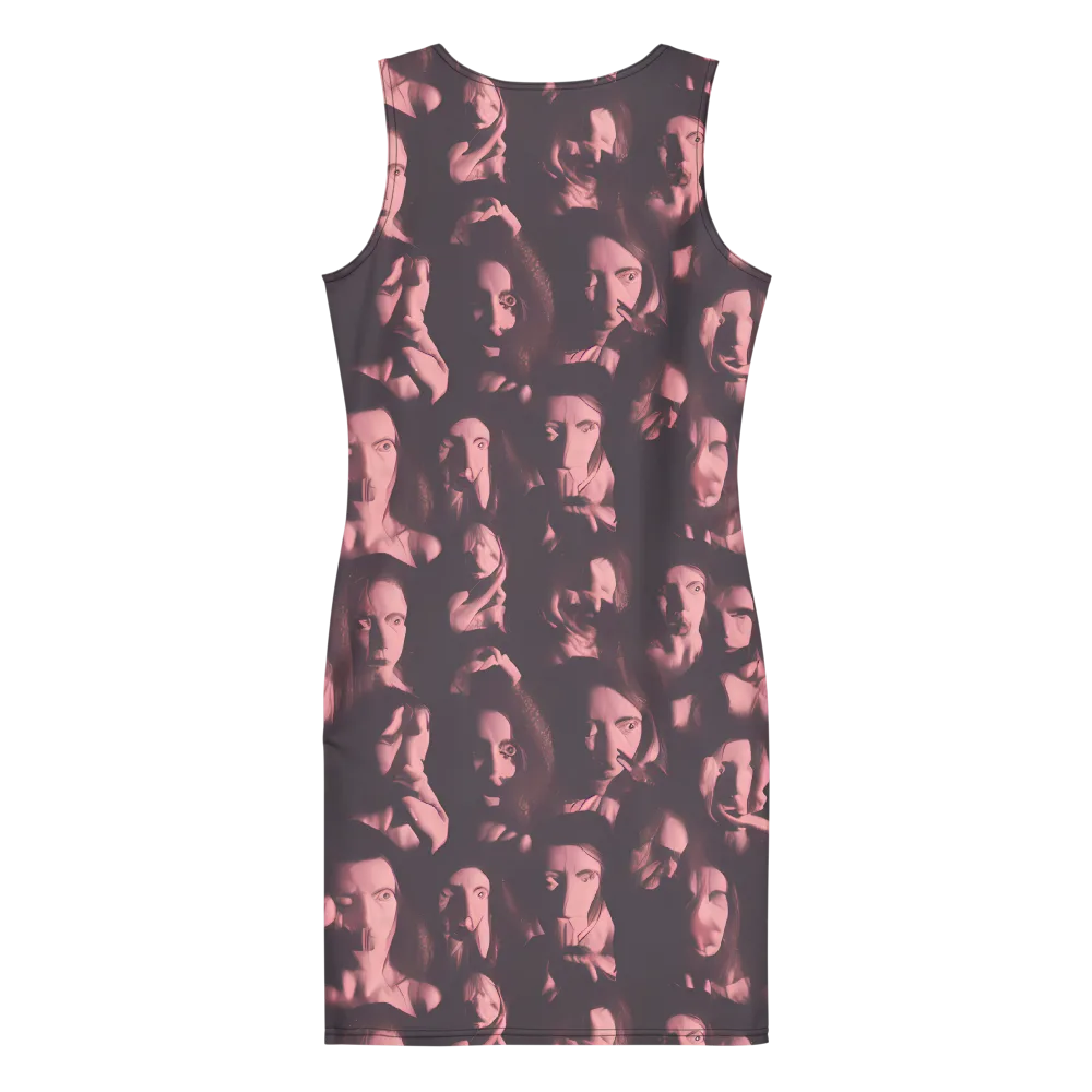 Portrait Whispers on Bodycon Dress — Back