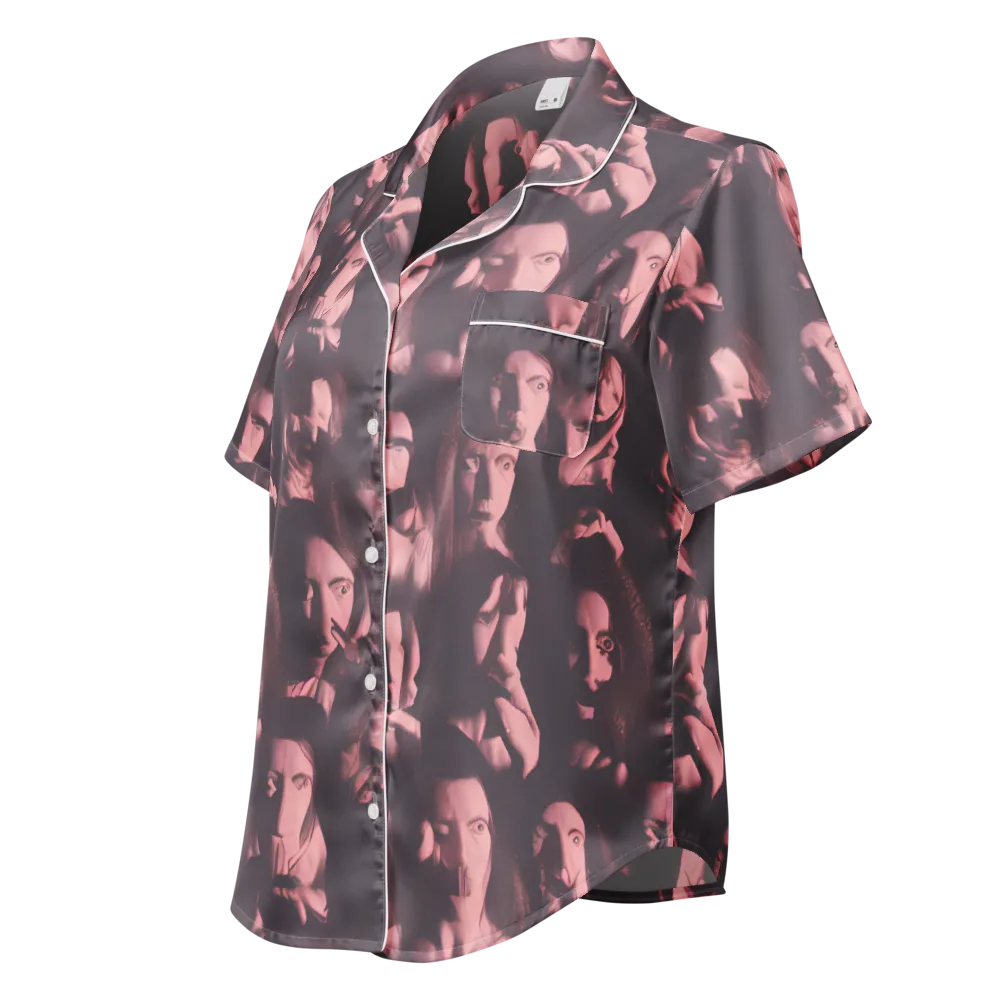Portrait Whispers on Women's Short Sleeve Pajama Top — Left Front