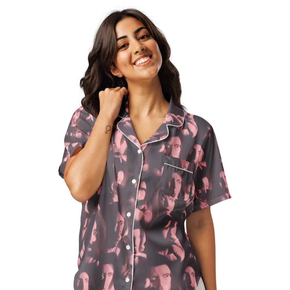Portrait Whispers on Women's Short Sleeve Pajama Top — Front