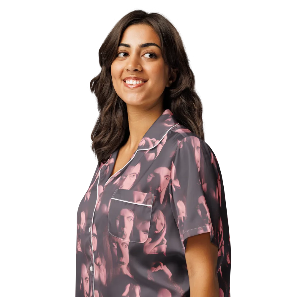 Portrait Whispers on Women's Short Sleeve Pajama Top — Left Front