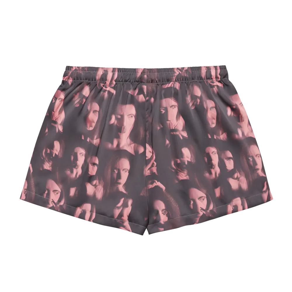 Portrait Whispers on Women's Pajama Shorts — Back