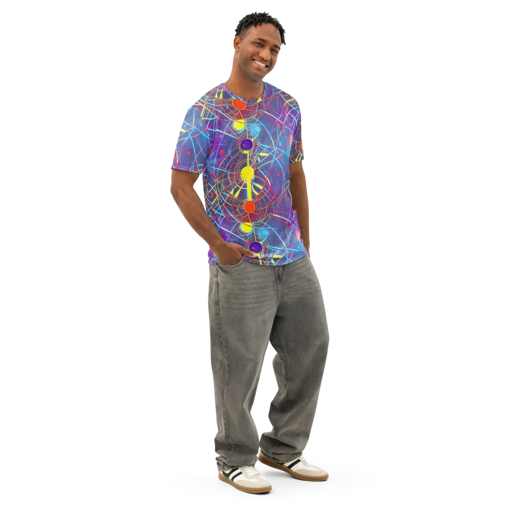 Quantum Lattice on Men's Cotton Crew Neck T-Shirt — Right Front