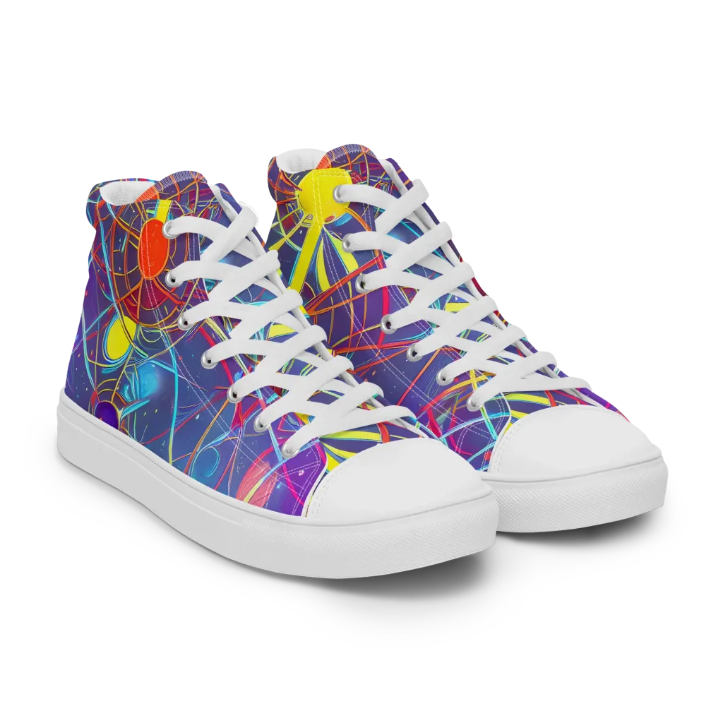 Quantum Lattice on Men's High Top Canvas Shoes — Right Front