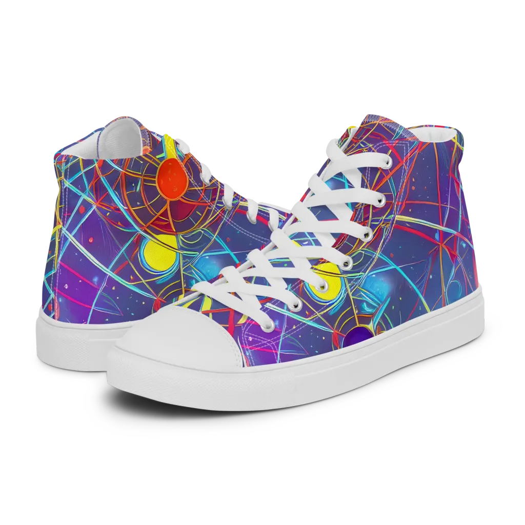 Quantum Lattice on Men's High Top Canvas Shoes — Left