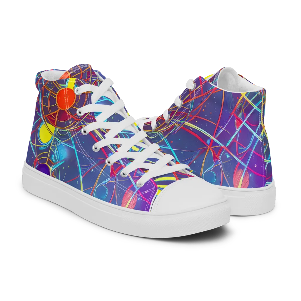 Quantum Lattice on Men's High Top Canvas Shoes — Right