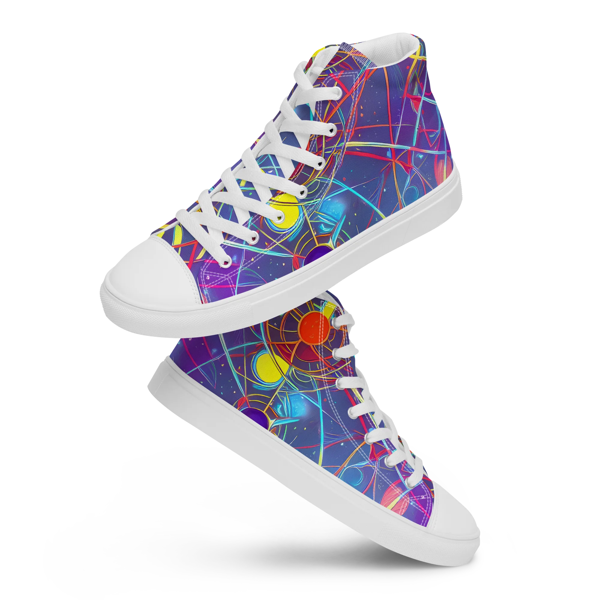 Quantum Lattice on Men's High Top Canvas Shoes — Front