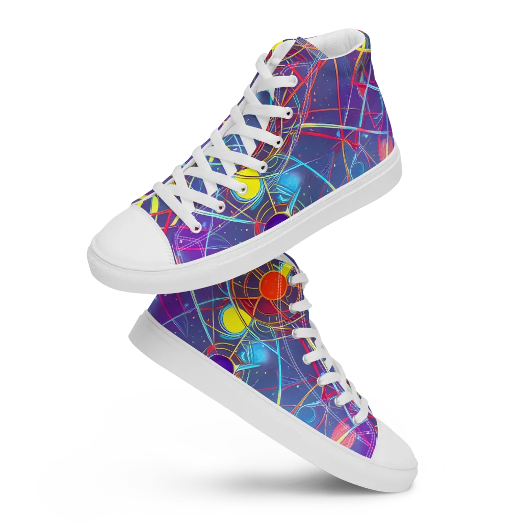 Quantum Lattice on Men's High Top Canvas Shoes — Front