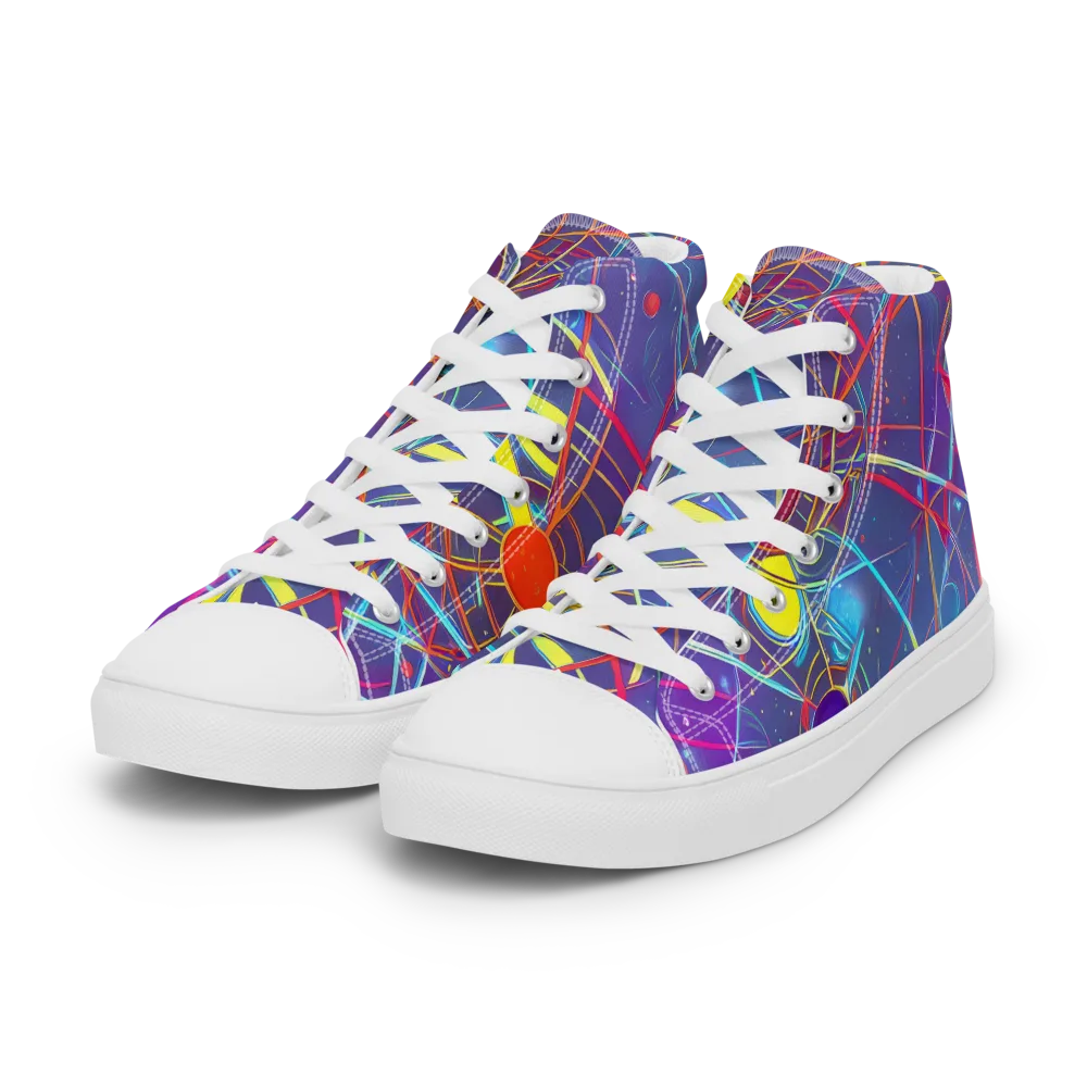 Quantum Lattice on Women's High Top Canvas Shoes — Left Front