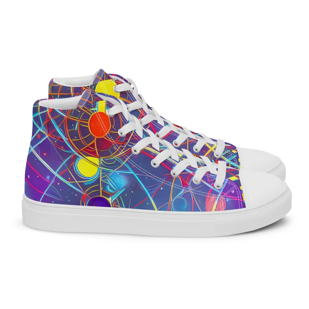 Quantum Lattice on Women's High Top Canvas Shoes — Right