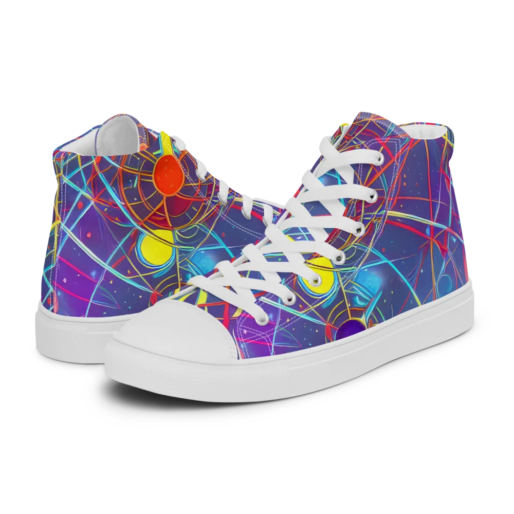 Quantum Lattice on Women's High Top Canvas Shoes — Left