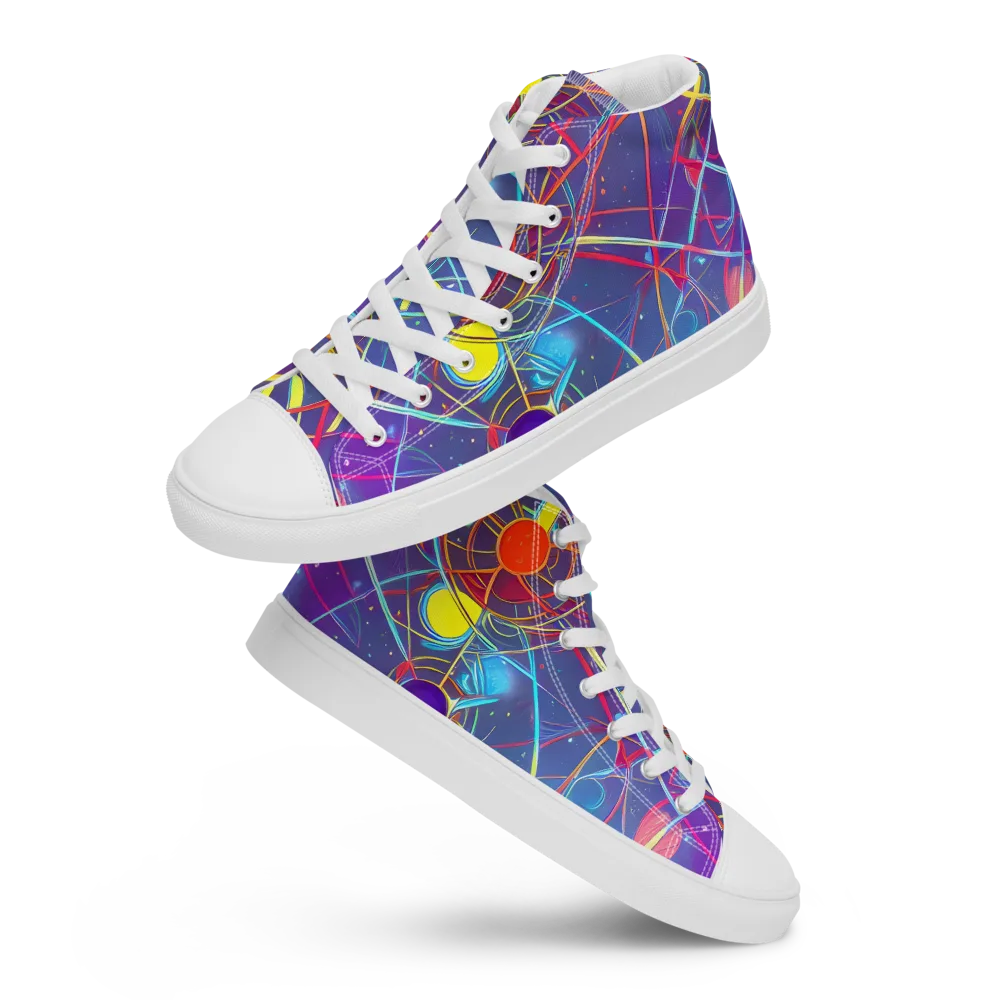 Quantum Lattice on Women's High Top Canvas Shoes — Front