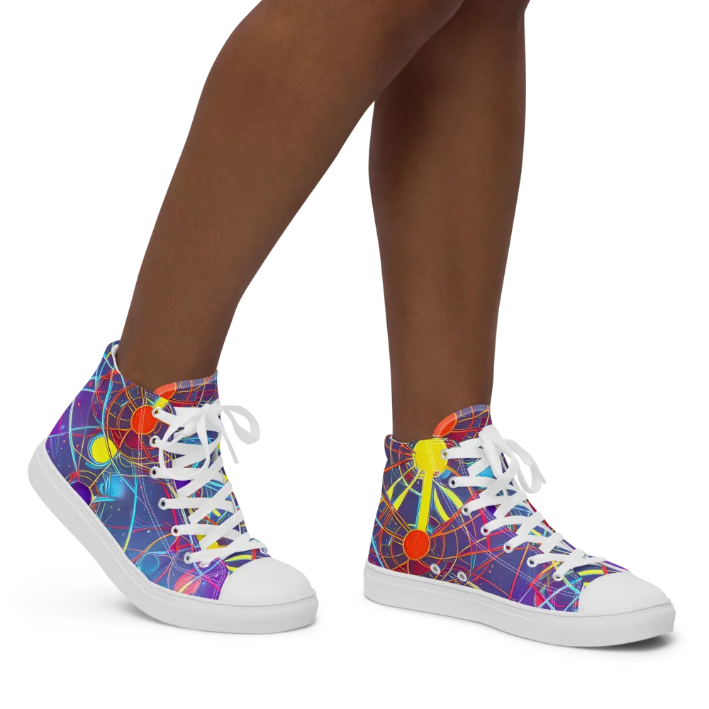 Quantum Lattice on Women's High Top Canvas Shoes — Right