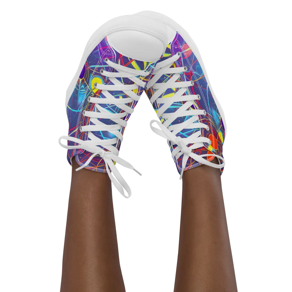 Quantum Lattice on Women's High Top Canvas Shoes — Front