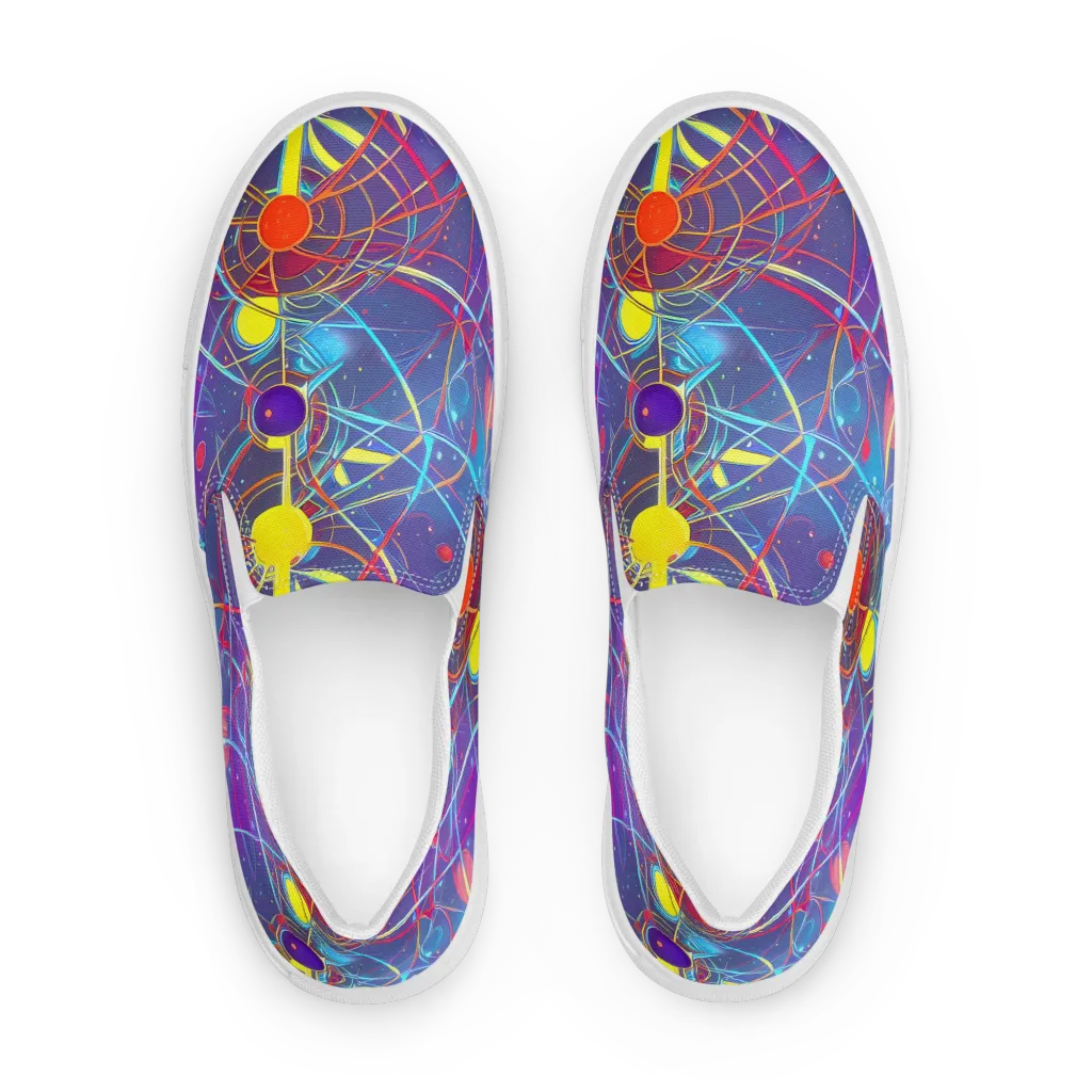 Quantum Lattice on Men's Slip-On Canvas Shoes — Front